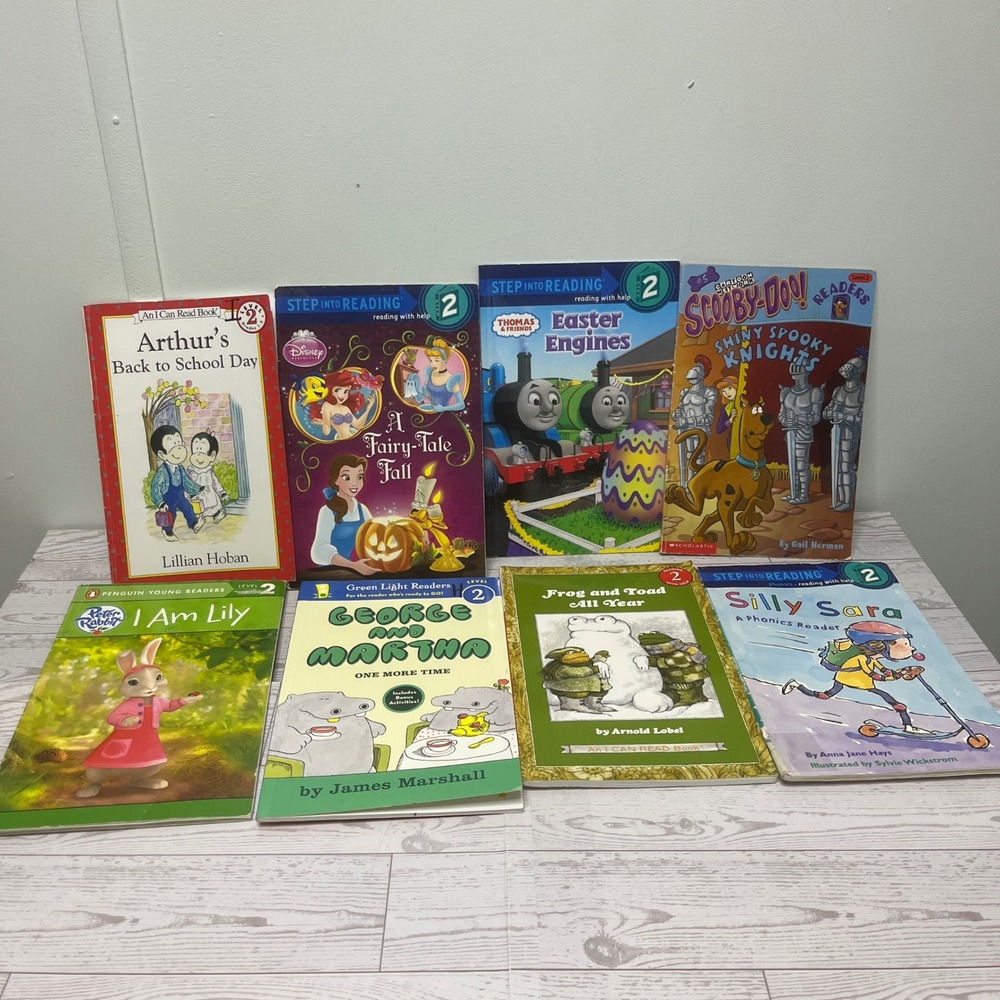 Level 2 Early Reader Book Lot 8ct Frog and Toad Disney Scooby-Doo Thomas Phonics